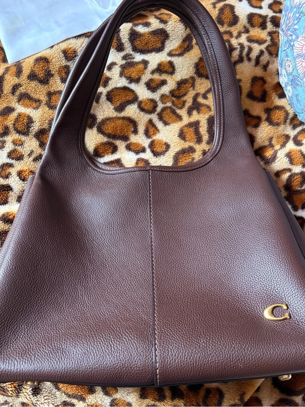 Coach Pebbled Leather Shoulder Bag in Dark Brown